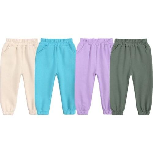 Sports Casual Spring Kids Pants Boys Solid Long Pants Teen Trousers Autumn Girls Elastic Waist Children Clothes For 12M-13yrs