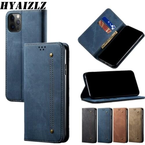 Case Wallet Flip Leather Phone Cases for iPhone 13 12 11 Pro Max XR XS SE2020 6 7 8 Plus Denim Pattern Etui Magnetic Cards Cover