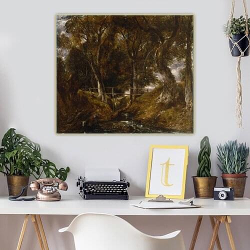 Citon John Constable《The Dell at Helmingham Park》Canvas Oil painting Artwork Poster Picture Modern Wall Decor Home Decoration