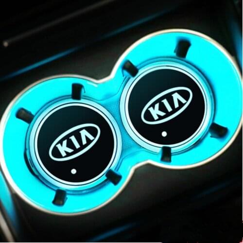 2X For KIA K5 K2 K3 K7 Rio 4 3 2 OPTIMA KX1 KX3 KX5 CERATO Sorento sportage Led Logo Cup Light Luminous Coaster Drinks Holders