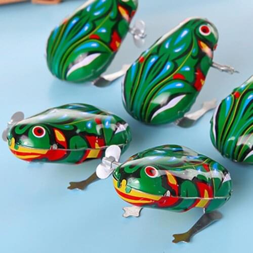 Kids Classic Tin Wind Up Clockwork Toys Jumping animal For Frogs Vintage Toy For Children Boys Educational