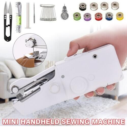 Mini Hand Sewing Machines Electric Hand Held Single Stitch Fabric Sewing Machine Cordless for DIY Handmade Clothes Stitchin