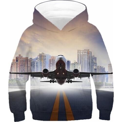 Plane Takes off Sun Sea Galaxy Forest Brand Design Boys Girls Hoodies Children Casual Pullover Kids Sweatshirts 4-13 Years Old