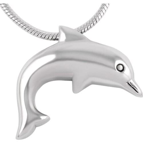 IJD8400 Stainless Steel Dolphin Memorial Urn Cremation Jewelry for Ashes Pendant Urn Necklace for Animal Ashes