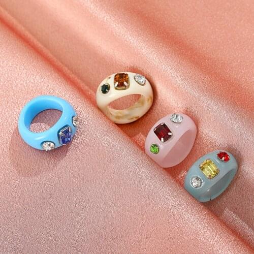 Irregular acrylic ring summer niche design personality color resin ring bracelet