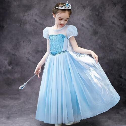 Ruifglab princess Elza fancy Costume Little Girl Sequined Princess Dress Baby Cute cosplay birthday Clothing