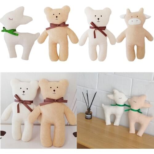Cute kawaii Plush Bear Doll Baby Appease Toys Newborn Comforting Dolls Soft Stuffed Toys Deer Doll Toys for Kids Girls Boys