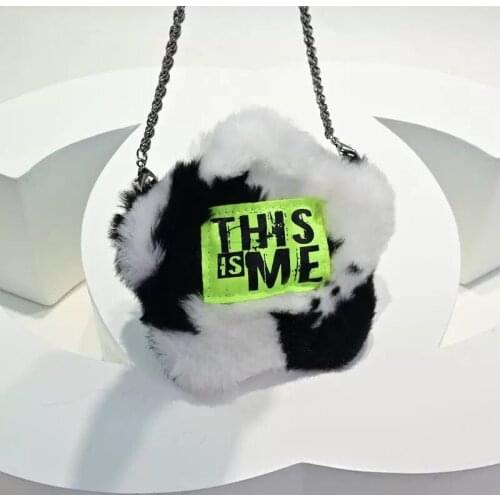 Fashion Mini Rabbit Fur For Women Bag Flower Style Cute Female CrossBody Bag Autumn And New Winter Purses And Handbags