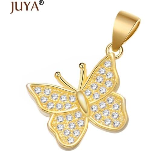 Trendy Girls Pendants Necklaces Fashion Copper CZ Rhinestone Butterfly Necklace For Women Slide Charms Gift Accesorios mujer