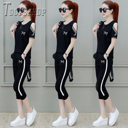 2020 New Loose Plus Size Women Sets Short Sleeve T Shirt And Pants Female Sets