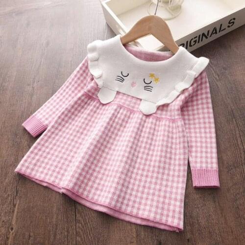 Toddler New Baby Girls Dress knitted Long-Sleeve Princess Sweater Kids Winter Clothes Newborn Dresses For Infant Girl Knitwear