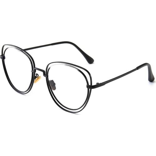Retro Round Hollow Double Frame Black Reading Glasses +0.75 +1 +1.25 +1.5 +1.75 +2 +2.25 +2.5 +2.75 +3 +3.25 +3.5 +3.75 +4 To +6