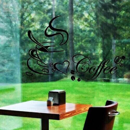 Romantic Coffee Cup Heart Removable Wall Sticker Decal Home Kitchen Art Decor