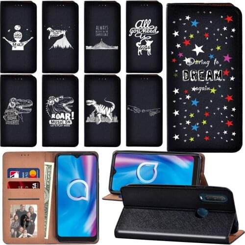 Luxury Flip Case for Alcatel 1C/1S 2020/1V 2020/3L 2020 White Picture Pattern Durable Phone Cover Case