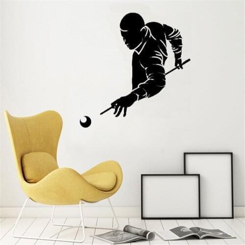 Sport Game Billiards Player Wall Decal Pool Home Decor Ideas Room Interior Removable Wall Art Vinyl Sticker ph571
