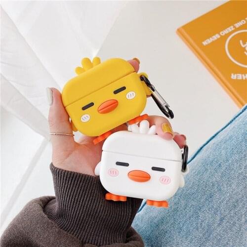 Cute Cartoon Standing Chick Silicone Earphone Case For AirPods 1 2 Pro Wireless Bluetooth Headset Protective Cover Accessories