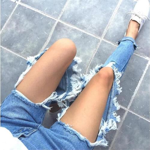 Plus Size 5xl Spring Ripped Jeans Female Casual Washed Holes Boyfriend Jeans for Women