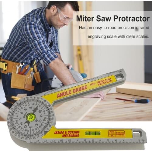 ABS Miter Saw Protractor Rustproof Angle Finder Scale 360 Degree High Precision Oblique Cutting Goniometer Plastic Level