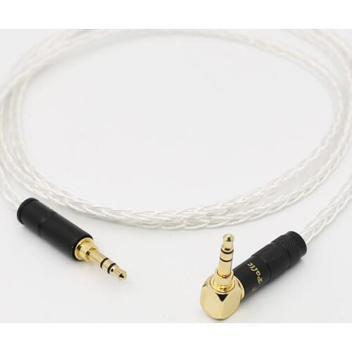 Piece Hi-End 8Cores Silver Plated 3.5mm Extension Audio Cable 3.5mm right angled to straight male Earphone HeadphoneStereo AUX