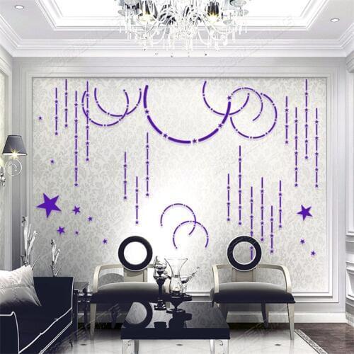 Splendid Star 3d stereo acrylic wall stickers living room sofa TV background sticker Hand Diy Modern Creative Home decor Decals