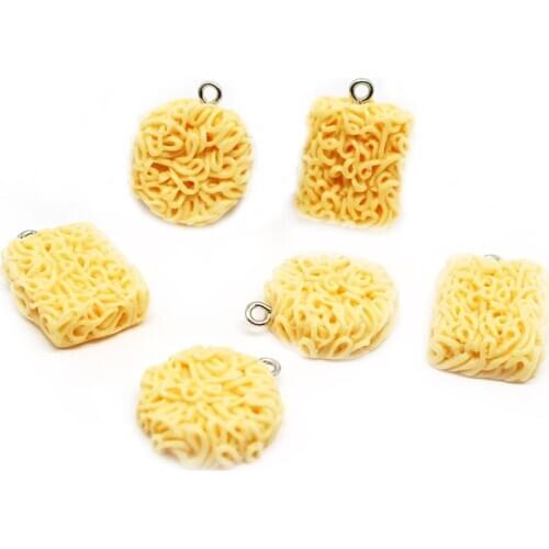 Yamily 10pcs/Cute Resin Simulation Instant Noodles Creative Pendant Earring Charms Food Keychain Necklace Jewlery Decorations