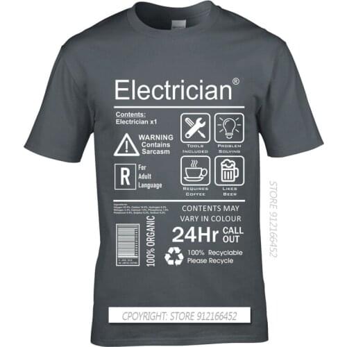Funny Electrician Package Care Instructions Mens T-Shirts Top Electrical Engineer Summer Men O-Neck Tees Shirt 3D Print Tee