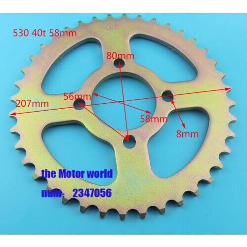 Golden Racing Motorcycle parts Chain 530 Rear Sprocket 40T tooth 58mm For Go-kart ATV Bike