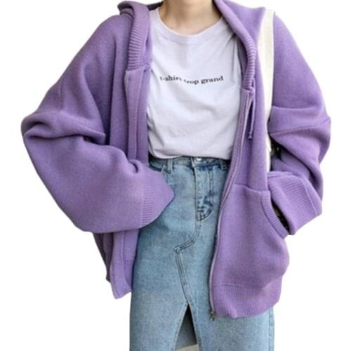 Fashion Loose Sweater Woman 2018 New Autumn Simple Solid Color Hooded Knit Cardigan Elegant Bat Sleeve Long Cardigan Coat X9203