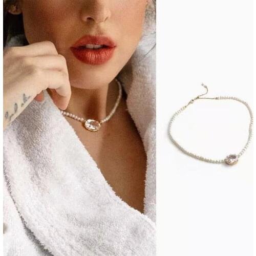 2021 Amybaby Luxury Fashion Natural Freshwater Pearls crystal Womens Necklace Jewelry For Party