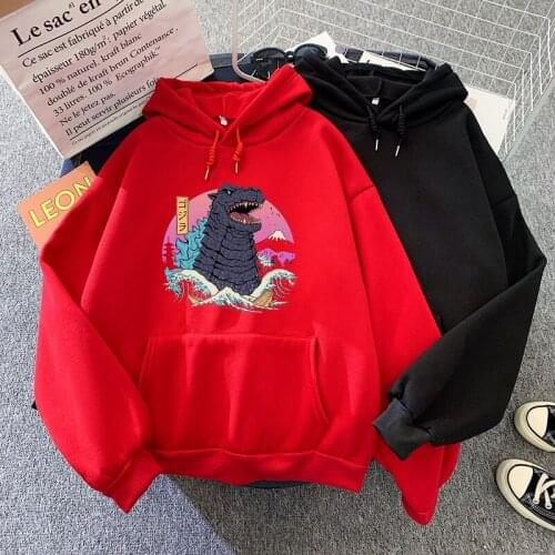 Dinosaur Harajuku Winter Hoodies Japanese Anime Women Men Streetwear Jacket Funny Oversized Sweatshirt Cartoon Clothing Girls