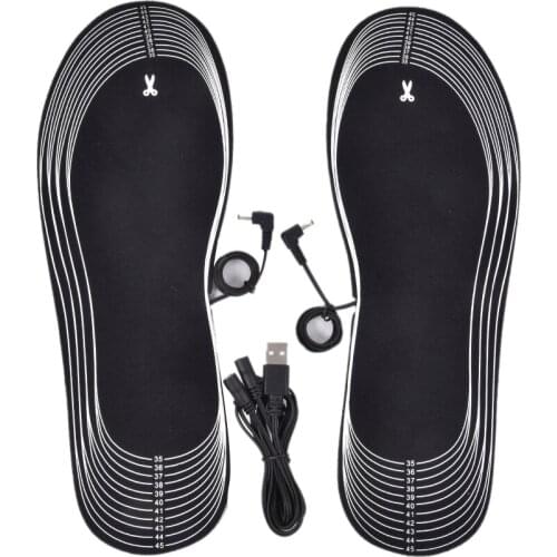 1 Pair USB Heated Insoles Foot Warming Pad Feet Warmer Sock Pads Winter Outdoor Sports Skiing Fishing Heating Shoe Applied