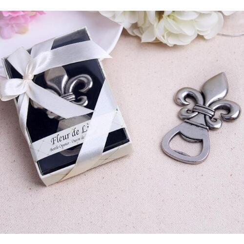 100pcs/LOT)FREE SHIPPING+ Wedding Favors"Fleur de Lis" Pewter-Finish Wine Bottle Opener Kitchen Party Gvieaway For Guest SN1008