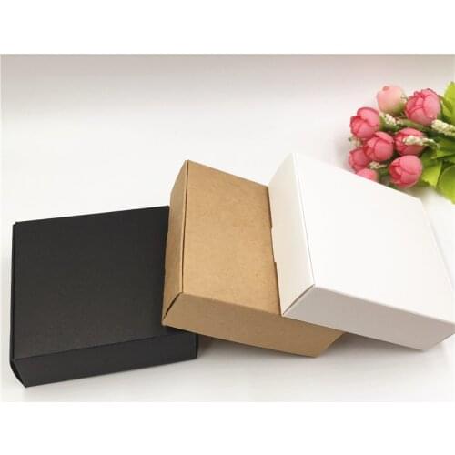 100PCS Small Kraft Paper Box,Brown Cardboard Handmade Soap Box,White Craft Paper Candy Gift Box,Black Packaging Jewelry Box