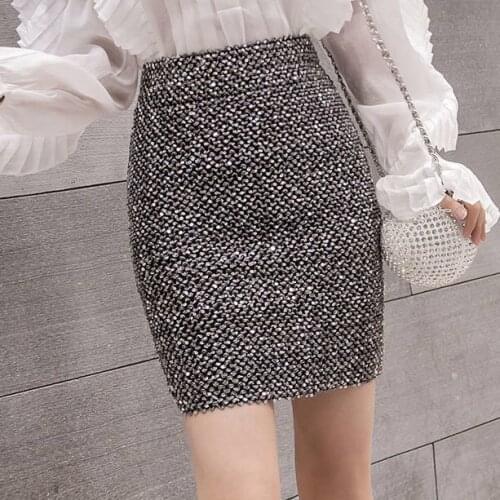 2021 new Sexy Bag Hip High Waist Bouncing Skirt Womens Sequin Bag Skirt Elastic and Tight Nightclub flash of light
