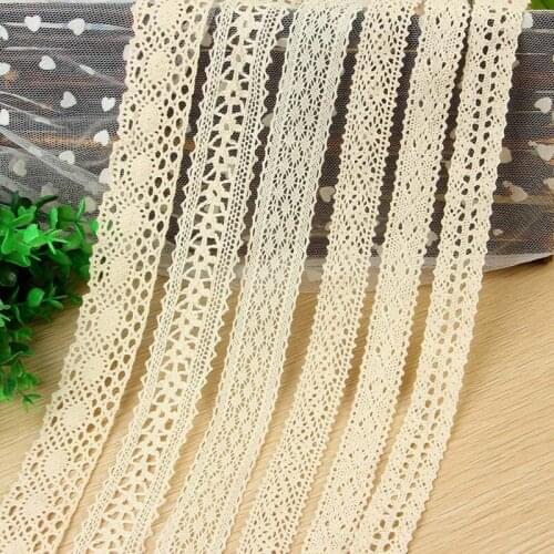 30Yards Apparel Sewing Fabric DIY Ivory Cream Trim Cotton Crocheted Lace Fabric Ribbon Handmade Accessories Craft Free Shipping