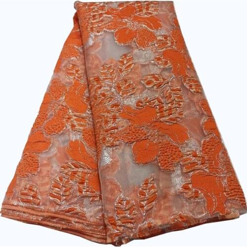 5yards/pc) Very beautiful orange African tulle lace newest jacquard brocade net lace fabric for party dress 8 colors FHS090