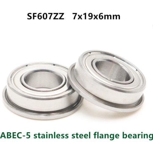 50pcs/lot ABEC-5 stainless steel Flanged bearing SF607ZZ 7*19*6 Flange ball bearings 3D Printer Parts SF607 -2Z 7x19x6mm