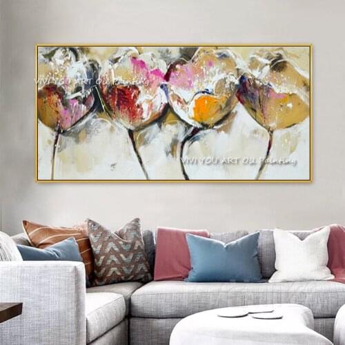 The Abstract Handmade Thick Oil Painting On Canvas Corridor Palette Wall Art for Home Nature Decoration Nature Color Flower