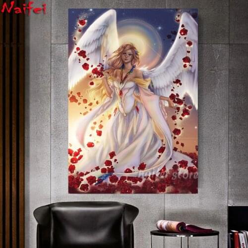 5d Diy Diamond Painting Full Drill Square Round Rose Flower Fantasy Angel Diamond Embroidery Mosaic cross stitch Home Decor