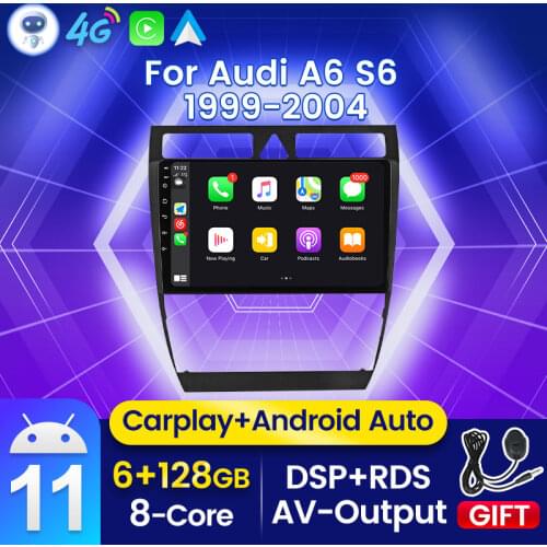 2din Car Multimedia FM Radio for Audi A6 C5 1997-2004 S6 2 1999-2004 RS6 1 2002-2006 Android 10 GPS Navigation Stereo Receiver