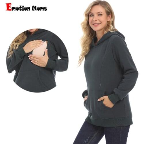 Free Shipping Maternity Hoodied Sweater Winter thermal Fabric Long Sleeve Breastfeeding Jumpers Nursing Wear Lactation Clothes