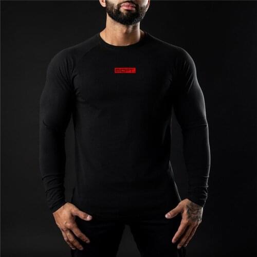 Brand Mens Breathable Fitness Gym O-Neck Casual Fashion Long Sleeve Bodybuilding Sports Autumn and Winter Trend Slim T Shirt