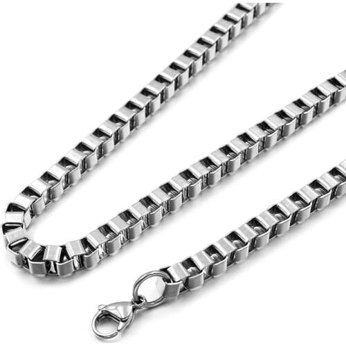 GOKADIMA 2.4mm/3mm Wide, 316L Stainless Steel Box Chain Necklace, Jewelry Accessories, Wholesale WN009