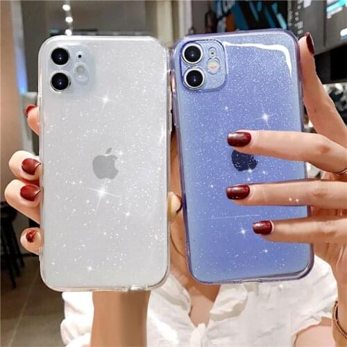 Luxury Glitter Powder Transparent Case For iPhone 11 Pro XS Max 12 Mini X XR 7 8 Plus SE 2 Clear Soft Silicone Shockproof Cover