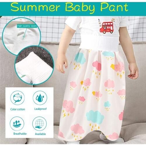 Childrens Diaper Skirt Shorts Training Skirt Pure Cotton High Waist Soft Breathable Waterproof Baby Cloth Urination Baby Diaper