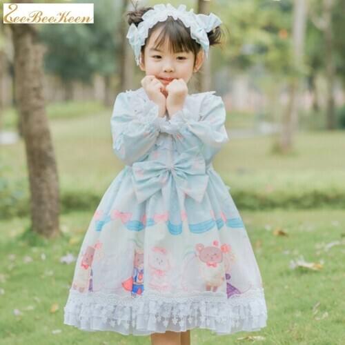 Children Sweet Lolita Long-Sleeved Dress Girls Loli Dress Spanish court princess dress Kids Lolita Puff sweet op lolita Dress