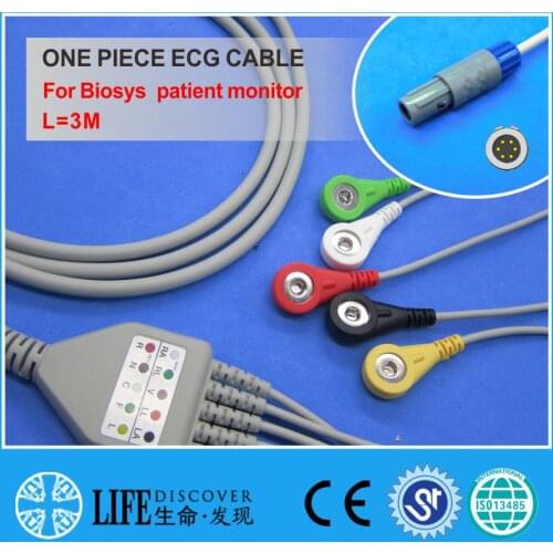 ECG CABLE with 5 leadwires snap for Biosys patient monitor