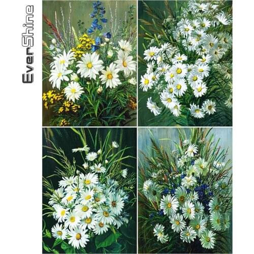 Evershine DIY Diamond Painting Flower Cross Stitch Kits New Arrival Diamond Mosaic Daisy Full Square Round Drill Decor For Home
