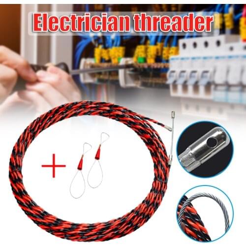 Cable Puller Fish Tape Wire Fastener Tool Electrician Cable Threading Running Rod Kit 5-50m CLH@8