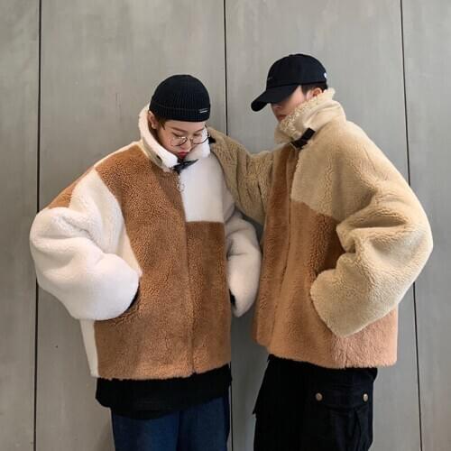 Cashmere Long Coats Lamb Overcoat In Warm Windbreaker 2020 Mens Fashion Casual Parkas Loose Thicken Cotton-padded Clothes